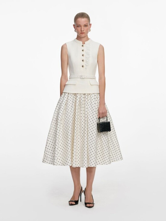 Self-Portrait Dresses & Skirts - Self Portrait Cream Boucle Polka Dot Midi Dress